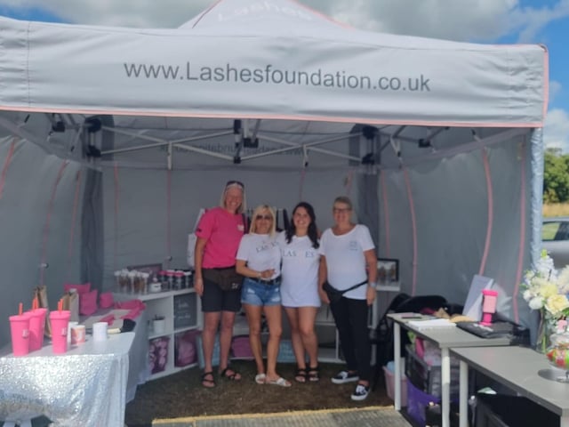 Diane Darby, Bev Cheesemond, Elle Croucher and Lyn, selling Lashes Foundation merchandise.