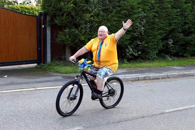 David was thrilled to be back on the road after heartless thieves stole his bike.