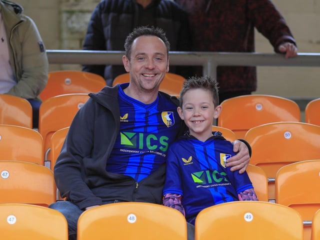 Mansfield Town fans ahead of the big win at Bradford.