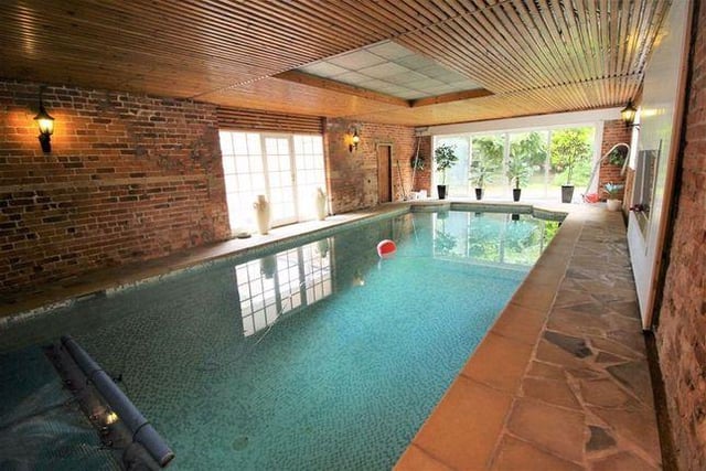 The pool at this property on D'urton Lane, Broughton, Preston, features a bar, lounge changing room, sauna and room above.
