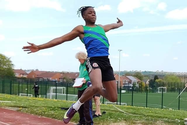 Brandon Lee - jumping to English Schools title glory.