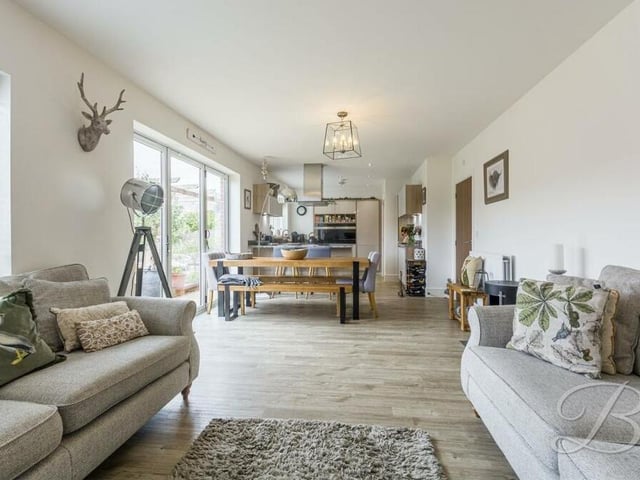 The heart of the £490,000-plus Mansfield home lies within the open-plan space on the ground floor, which contains a living area, dining room and kitchen.