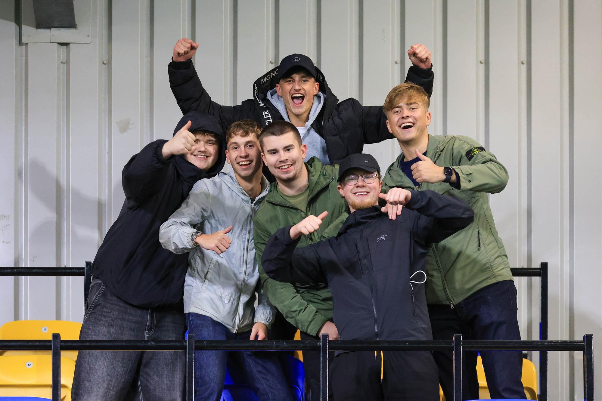 Travelling Mansfield Town fans during the Sky Bet League One match against AFC Wimbledon at Stadium Plough Lane.