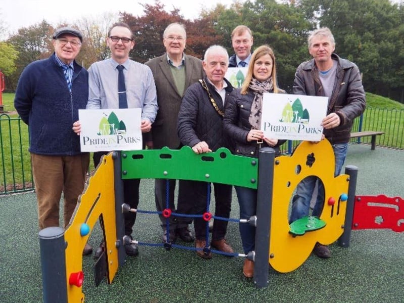 Councillors from Broxtowe and Kimberley Councils open the new play area at Knowle Park in Kimberley.