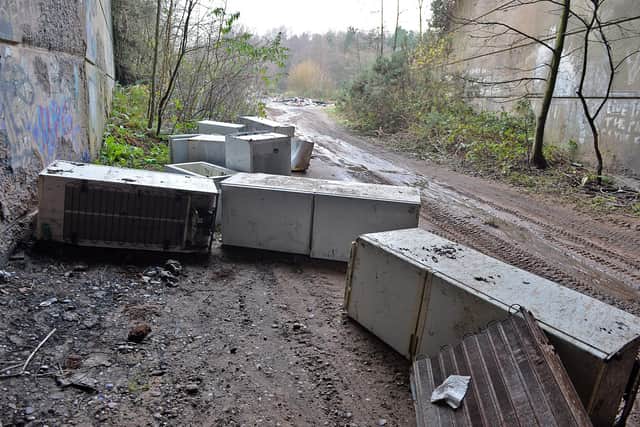 Fridges and freezers - illegal fly-tipping down Deerdale Lane near Sherwood Pines - Brian Eyre
