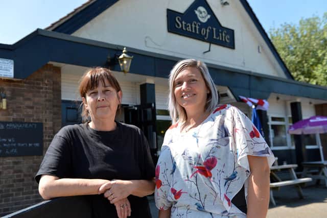 Staff of Life Sutton in Ashfield. Manager Diane Codd and Tracy Fisher, bar staff