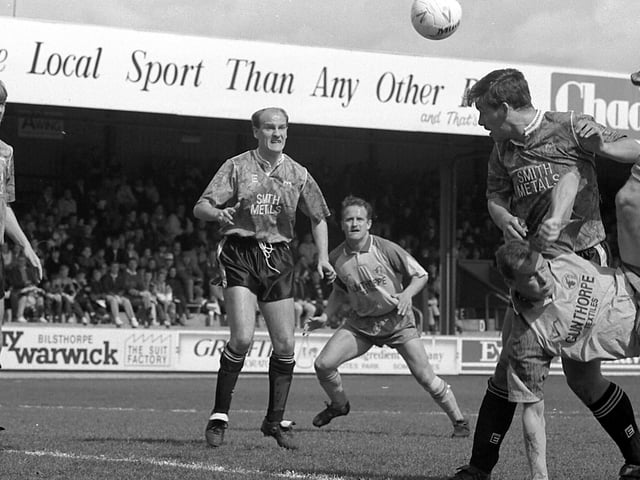 Phil Stant tries an overhead kick.