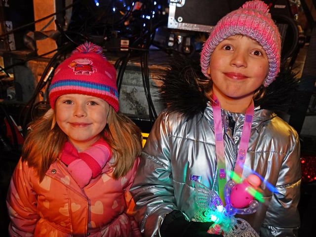 Ruby Clifton and Millie Devine-Bradbury enjoying the lights.