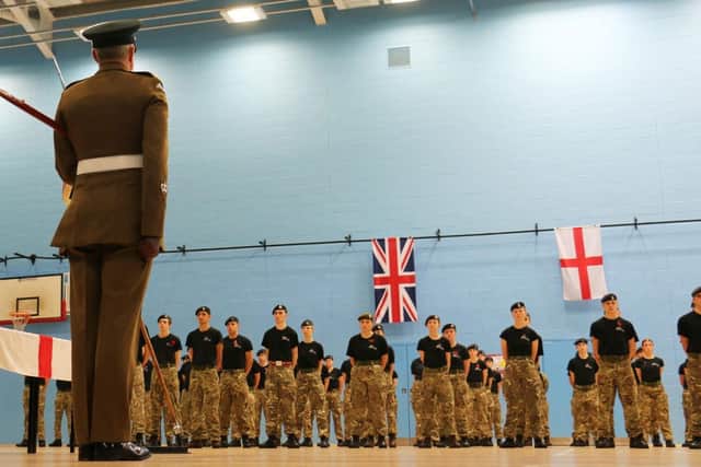 Uniformed protective services students at the 2022 remembrance parade at the college.