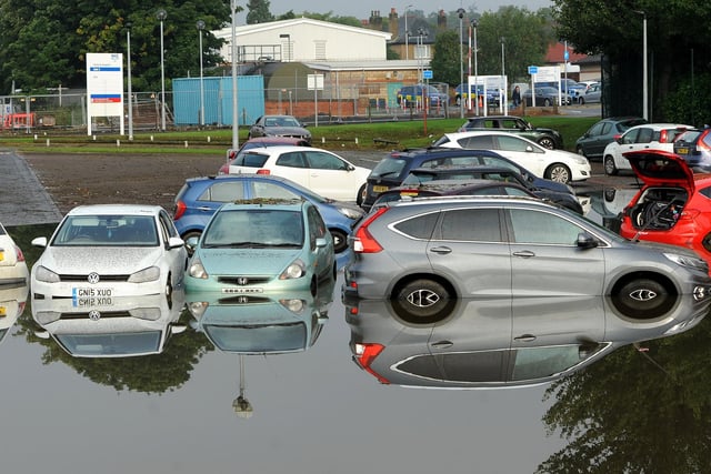 Aftermath of flooding at Victoria Hospital car park.