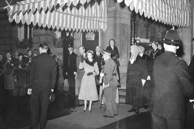 Queen Elizabeth outside Sunderland Town Hall in 1954.