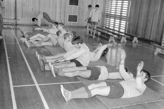 Sit-ups for the Stags in 1969 pre-season.