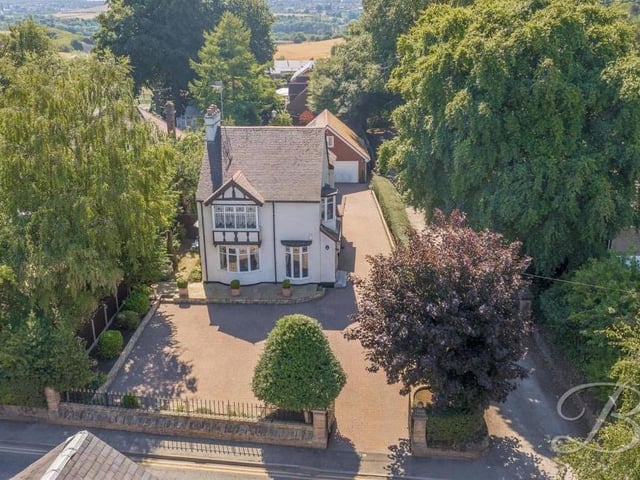 This is the first of three aerial drone shots, showing the Kirkby property from the skies. Although close to the town centre, it has a rural feel to it.