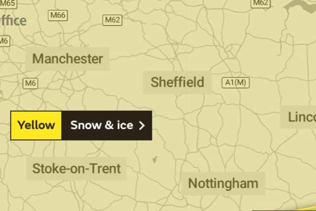 Yellow warning for snow and ice.