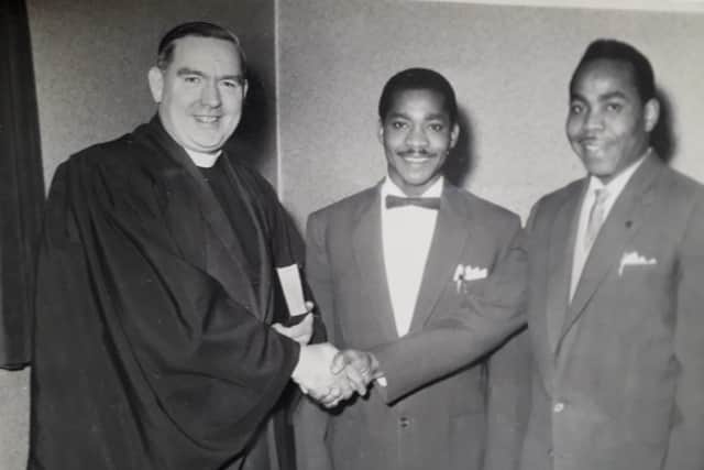 Samuel Case, right, at his ordination at Mansfield Baptist Church, with the Reverend Arthur Neave, then vicar of Rosemary Street Baptist Church, Mansfield.