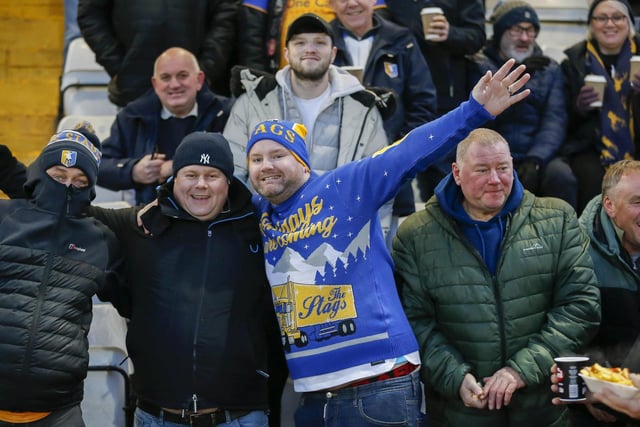 Mansfield Town fans at the Lamex Stadium for the match against Stevenage.