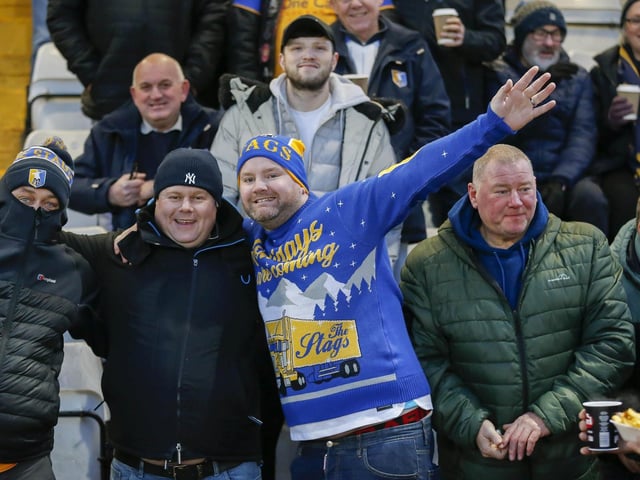 Mansfield Town fans at the Lamex Stadium for the match against Stevenage.
