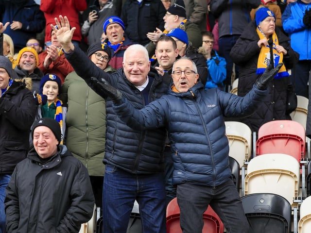 Mansfield Town fans enjoy the day at Newport County.