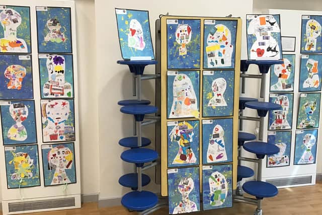 Pupils' artwork at Lawrence View Primary School.