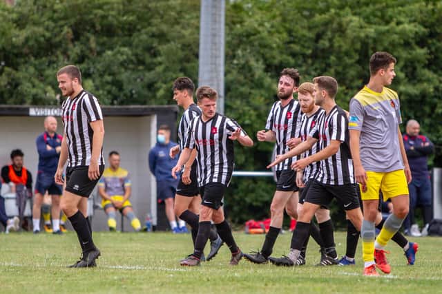 Getting back into the groove. Jason Foster celebrates his stunning goal. Pic by Dan Walker,