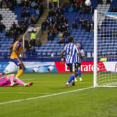Mansfield Town forward Lucas Akins goes close during Saturday's FA Cup Second Round defeat against Sheffield Wednesday at Hillsborough. Photo by Chris Holloway/The Bigger Picture.media.