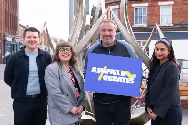 Cllr Chris Huskinson with Edward Boott, Caroline Rowland and Syania Shaharuddin, of Nonsuch Studios