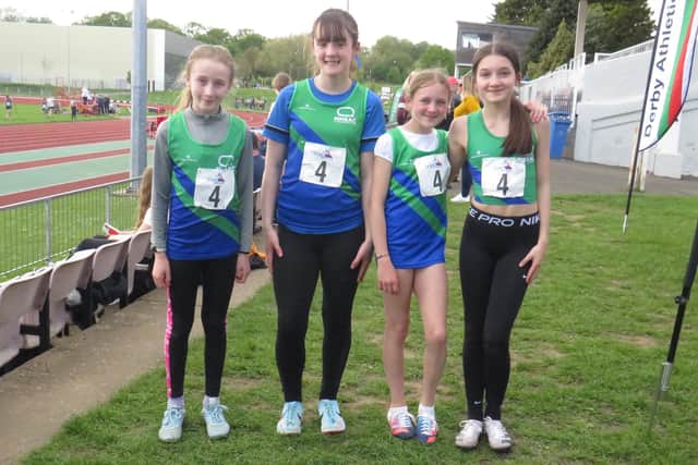 Harriers' U13s Charlotte Marshall, Sophie Peet, Edee Gascoyne and Maya Bonser.