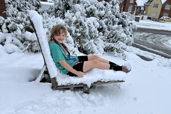 Becs Annie Turton sent us this photo of her daughter who wanted to go out in her shorts and T-shirt