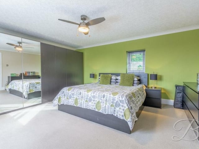 Time to check out the three bedrooms on the first floor now. This sublime number is the largest, with a carpeted floor, coving to the ceiling, windows to both sides of the house and an abundance of space for wardrobes, storage and furnishings.