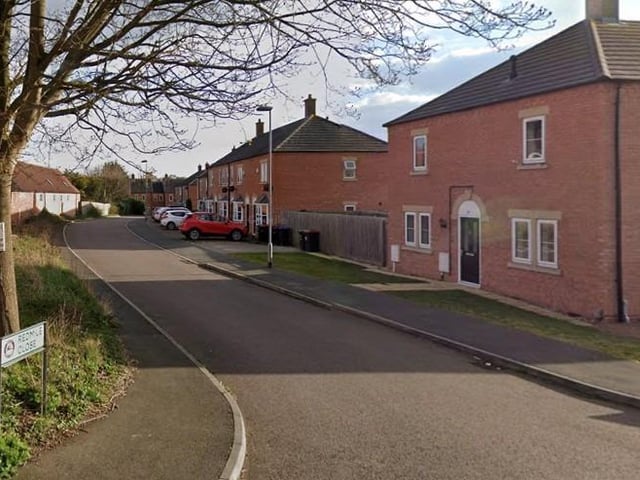 According to figures in May 2026, 8 crimes were reported on or near Redmile Close, Hucknall. (Picture: Google Earth.)