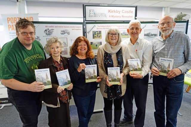 Kirkby castle book launch. Pictured: Russell Davies, Pam Lewis, Ann George, Betty Kujawinski, Denis Hill and Trevor Lewis.