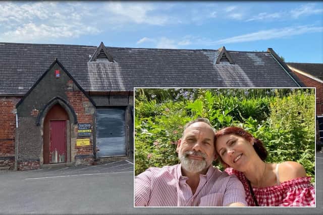 The old Boys’ School building in Eastwood. Inset: owners Darren and Linda Bowles.