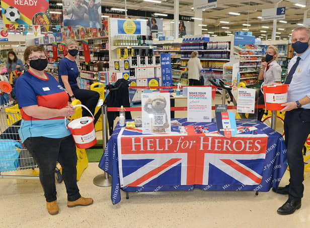 Staff at Tesco, Jubilee Way South, Oak Tree Lane, Mansfield raise money for Help for Heroes as part of the Armed Forces weekend.