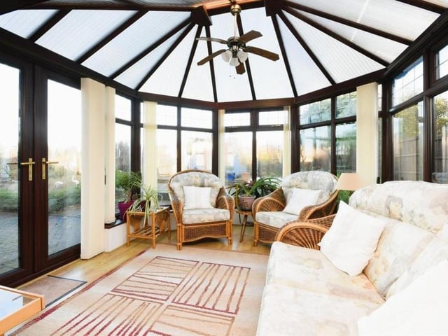 At the back of the Emerald Grove bungalow is this conservatory, which oozes class and comfort.
