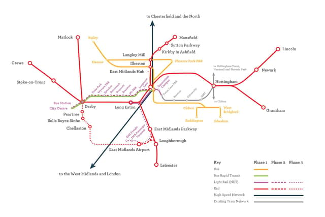 The HS2 East Midlands Hub Phase Three Map.