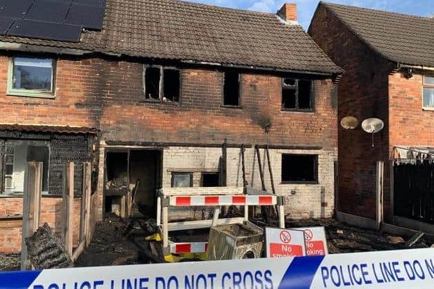 The aftermath of the terrifying fire at Sarah Tomlinson's home in Rainworth.
