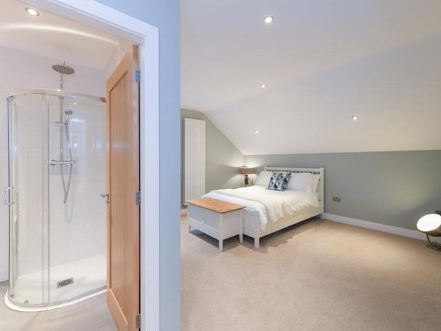 One of the bedrooms with its excellent en suite facilities.