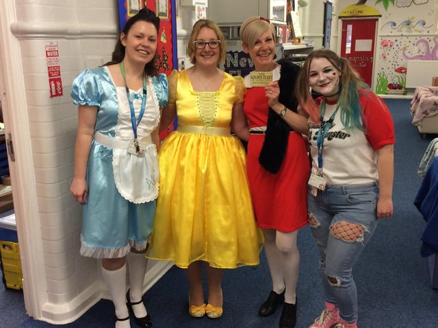 The Bramble Academy in Mansfield Woodhouse held their rescheduled World Book Day on Thursday 15th March in 2018 with staff flying the flag.
