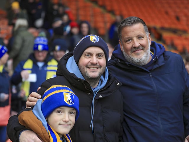 Mansfield fans during the Sky Bet League 1 match against Blackpool FC at the Bloomfield Road Stadium, 15 Feb 2025  Photo credit Chris Holloway / The Bigger Picture.media : Mansfield Town ended a run of seven straight defeats with a draw at Blackpool.