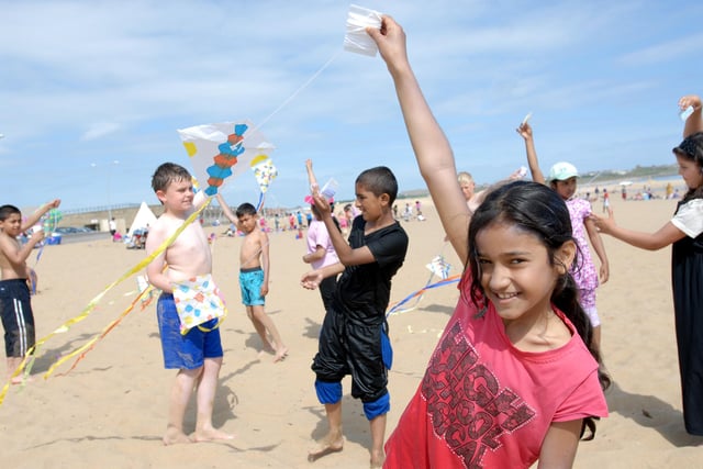Kite flying on Sandhaven beach seven years ago. Were you there?