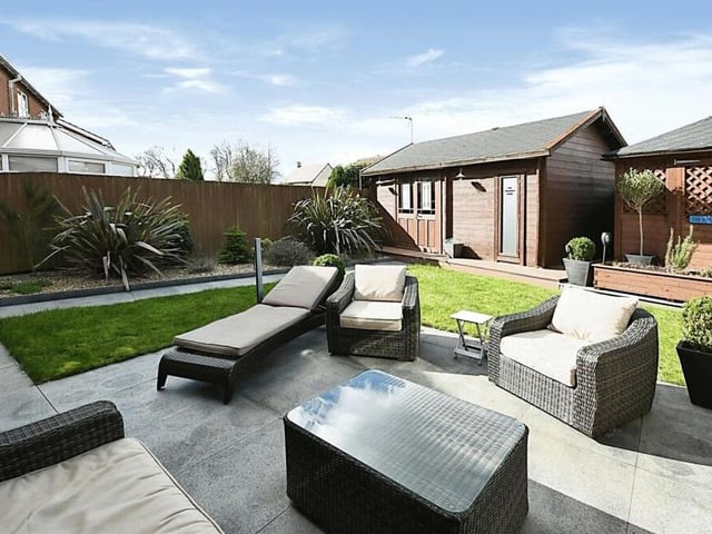 Another shot of the patio in the rear garden, and you can also see the summer house in the background.