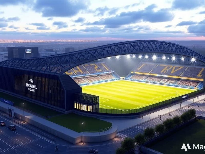 This is just one of the stunning options of how Mansfield Town's One Call Stadium could look in 2040, according to AI.