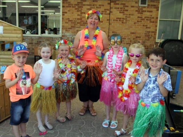 Bringing some Hawaiin sunshine to a school summer fete in 2017.