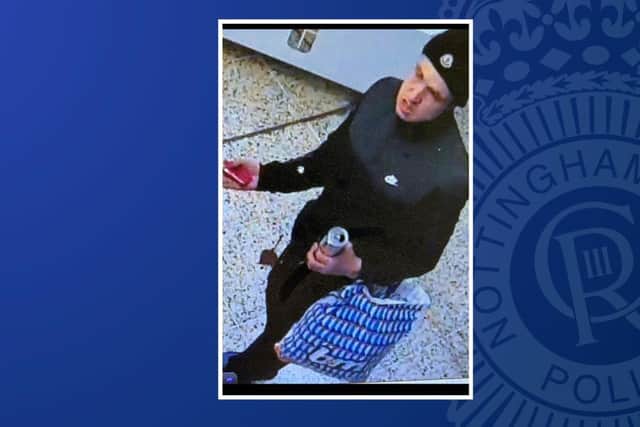 Nottinghamshire Police would like to speak to this man in connection with a shop theft