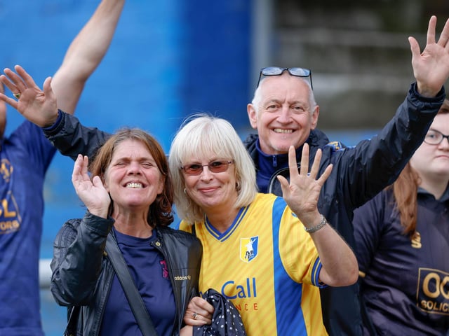 Mansfield Town fans ahead of kick-off at Boundary Park.