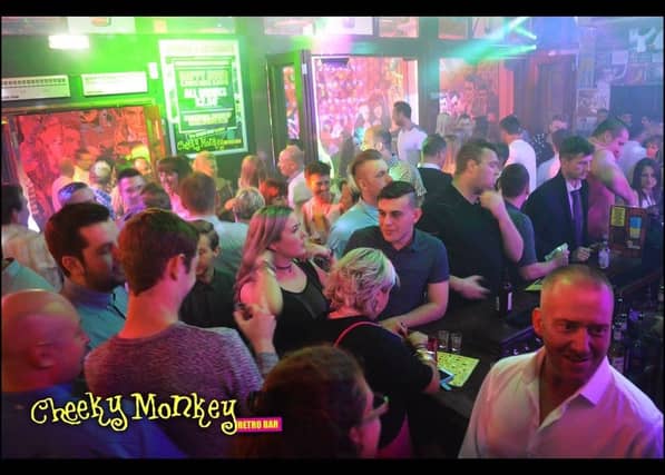 Grabbing some drinks from the bar