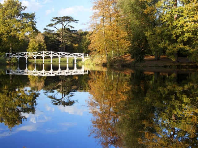 The stunning garden walks and park parties were primarily shot in Surrey’s Painshill Park, which features as Primrose Hill in the series. The 18th century landscaped garden has several curved bridges, a gothic temple and a serpentine lake.