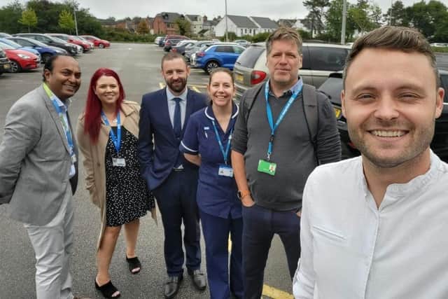 Coun Ben Bradley, right, with the Lung Screening team. Picture: Coun Ben Bradley