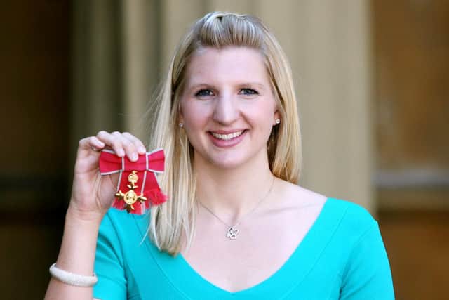 Becky Adlington with her OBE from the Queen in 2009.