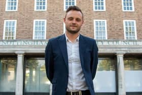 Coun Ben Bradley, Nottinghamshire Council leader and Mansfield MP, outside County Hall, the council's headquarters in West Bridgford.